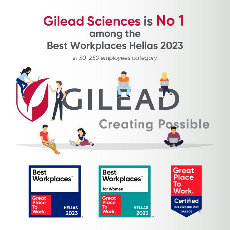 GILEAD SCIENCES: No 1 among the Best Workplaces Hellas 2023