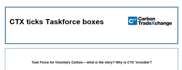 Carbon Trade eXchange (CTX) ticks all of the Taskforce boxes